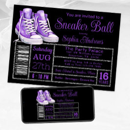 Lila Sneaker Ball Geburtstagsparty Showlabel Einladung