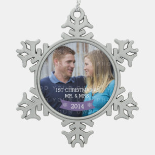 Lila Snowflake Banner Foto Schneeflocken Zinn-Ornament
