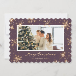 Lila Snowflake Foto Frohe Weihnachtskarte Feiertagskarte