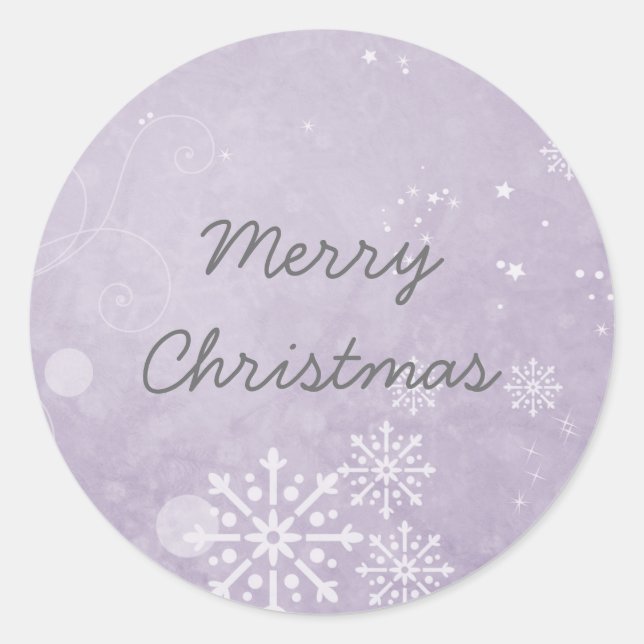 Lila Snowflake-Wirbel Festtage-Aufkleber Runder Aufkleber (Vorderseite)