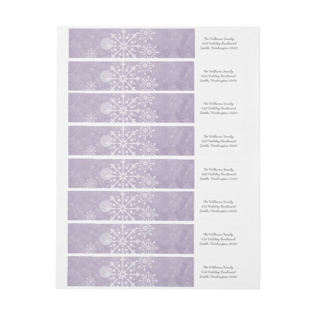 Lila Snowflake-Wirbel - Holiday Address Labels (Bogen)