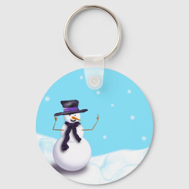 Lila Snowman Schlüsselanhänger (Vorderseite)