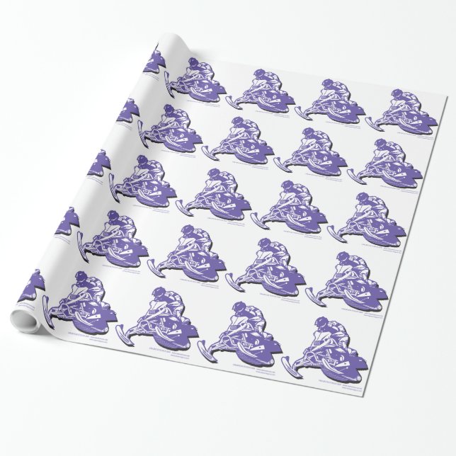 Lila Snowmobiler Geschenkpapier (Ungerollt)