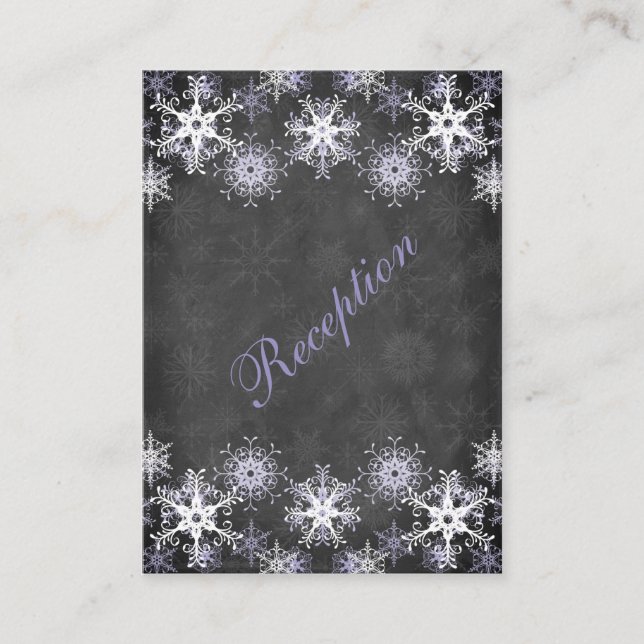 Lila Snowy Chalkboard Hochzeitkarte Begleitkarte (Vorderseite)