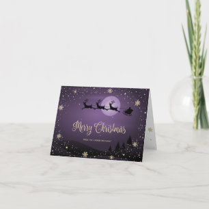Lila Snowy Santa Snowflake Frohe Weihnachtskarte Feiertagskarte