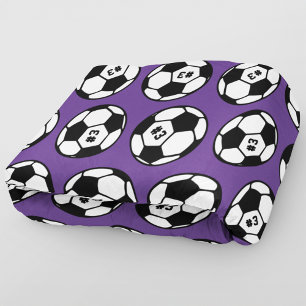 Lila Soccer-Ball-Muster Fleecedecke