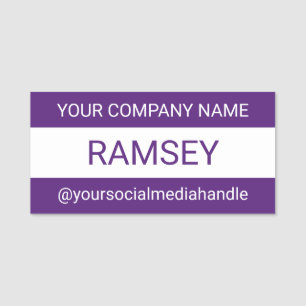 Lila Social Media Nametag Business Beruflich Namensschild