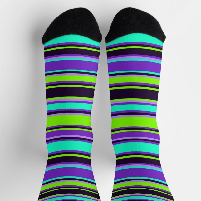 Lila Socken aus Aqua & Chartreuse Crew (Oben)