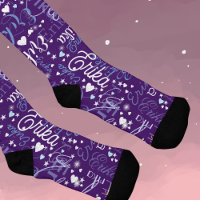 Lila Socken mit Herz und Nieren