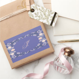 Lila Soft-Monogramm Floral Persönliche Anwendung Rechteckiger Aufkleber
