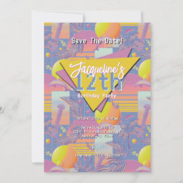 Lila Sommer Vaporwave Sunset Geburtstag Einladung