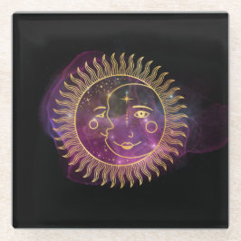 Lila Sonne und Mond Glasuntersetzer