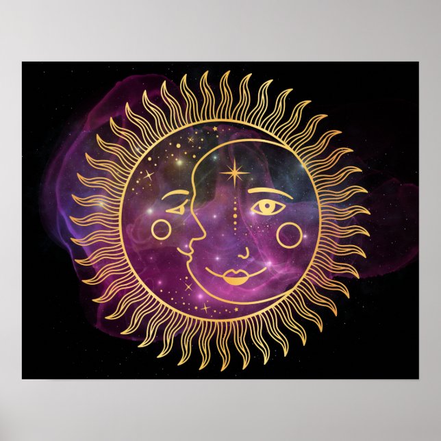 Lila Sonne und Mond Poster (Vorne)