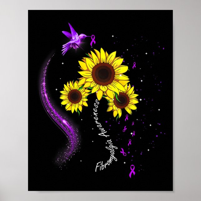 Lila Sonnenblume Fibromyalgie Bewusstsein Poster (Vorne)