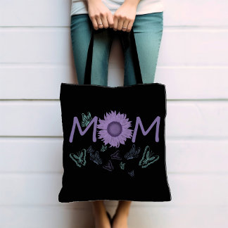 Lila Sonnenblume MAMA | Tasche der Aquarellbutterf