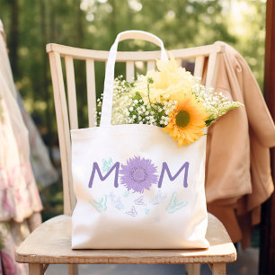 Lila Sonnenblume MAMA Wasserfarbenschmetterlinge Jumbo Stoffbeutel