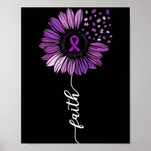 Lila Sonnenblumenband Männer und Frauen Alzheimer Poster