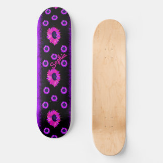 Lila Sonnenblumensparkle Personalisiert Skateboard