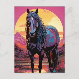 Lila Sonnenpferd Postkarte