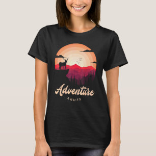 Lila Sonnenuntergang Hirschwald Erlebnis warten T-Shirt