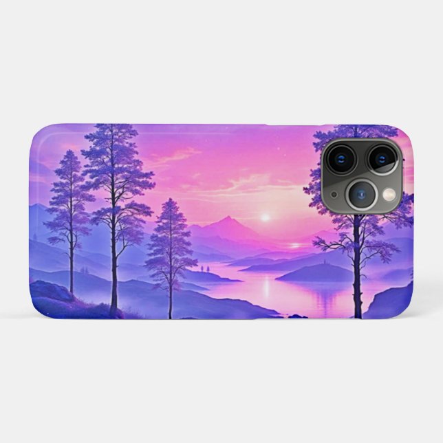 Lila Sonnenuntergang Landschaft Kunst Case-Mate iPhone Hülle (Rückseite (Horizontal))