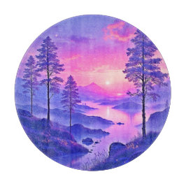 Lila Sonnenuntergang Landschaft Kunst Schneidebrett