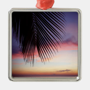 Lila Sonnenuntergang-Strand-tropische Ornament Aus Metall