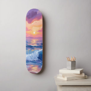 Lila Sonnenuntergangs-Glanz Ozean Glimmer Wasser Skateboard