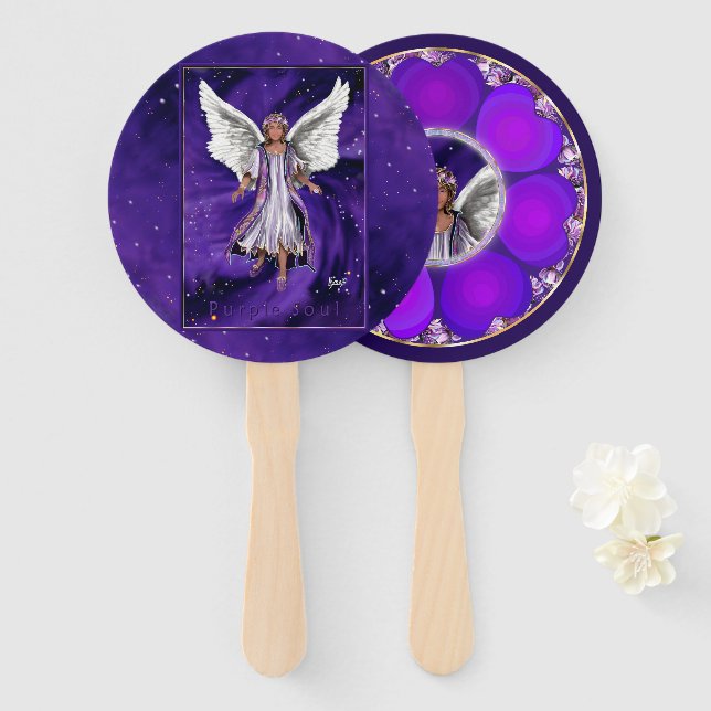 Lila Soul Hand Fan Fächer (Vorne und Hinten)