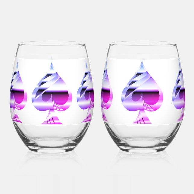 Lila Spades Set Weinglas Ohne Stiel (Vorderseite)