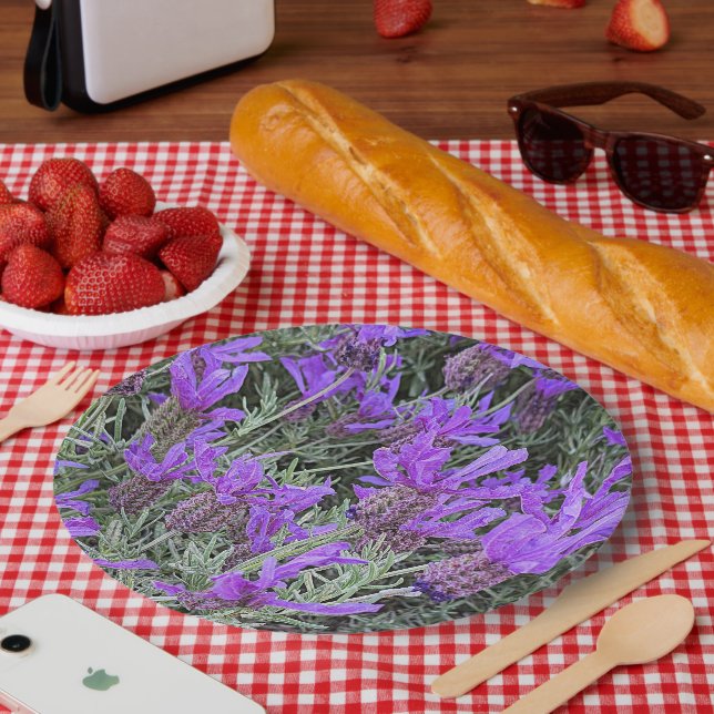 Lila Spanischer Lavendel Blumen Pappteller (Picknick)
