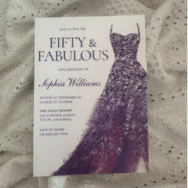 Lila Sparkle Dress 50. Geburtstagsparty Einladung