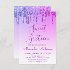 Lila Sparkle Glitzer 16 . Geburtstag Geburtstag Einladung
