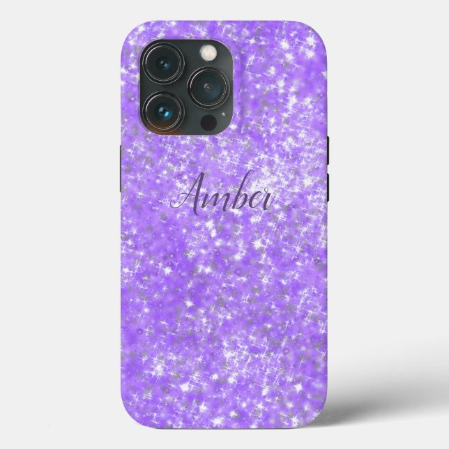 Lila Sparkle Glitzer Elegante Personalisiert Case-Mate iPhone Hülle (Rückseite)