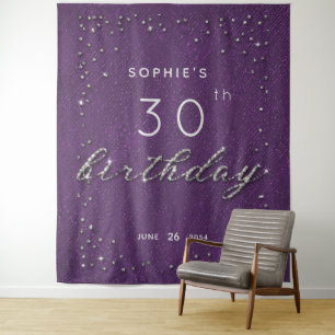 Lila Sparkle Glitzer Geburtstagsparty Hintergrund Wandteppich