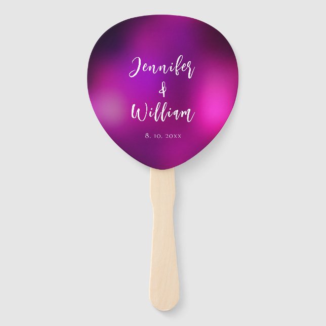 Lila Sparkle Silver String Lights Hochzeit Fächer (Vorderseite)