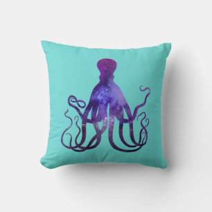 Lila Sparkle Wasserfarben Wassertopus Kissen