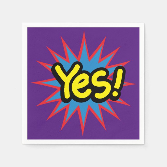 Lila Spaß Pop Art Ja Serviette (Vorderseite)