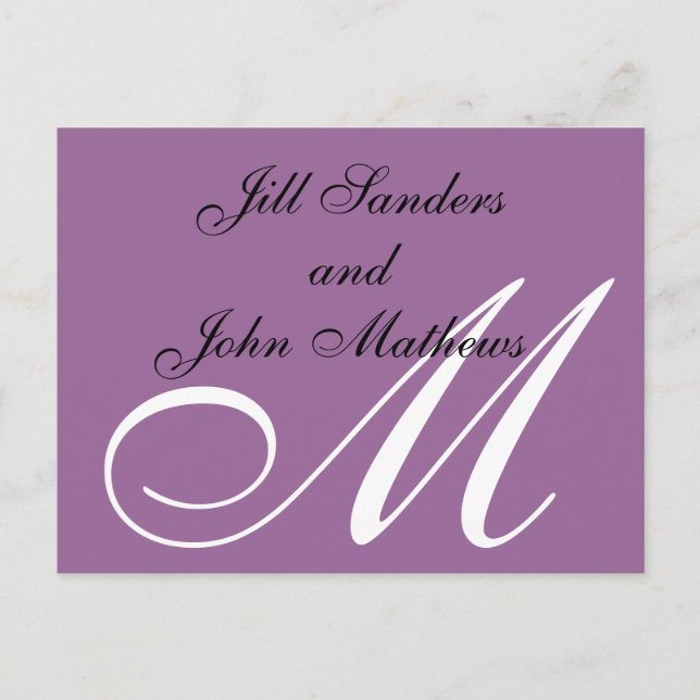 Lila Speichern der Ankündigungen von Daten Postkar (Vorderseite)