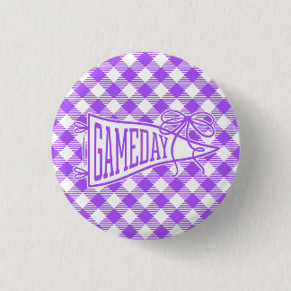 Lila Spieltags-Gingham-Wimpel-Schleife Button