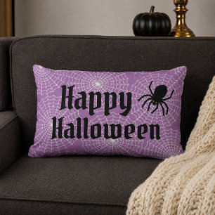 Lila Spinnennetz Frohes Halloween Gruselspinne Lendenkissen