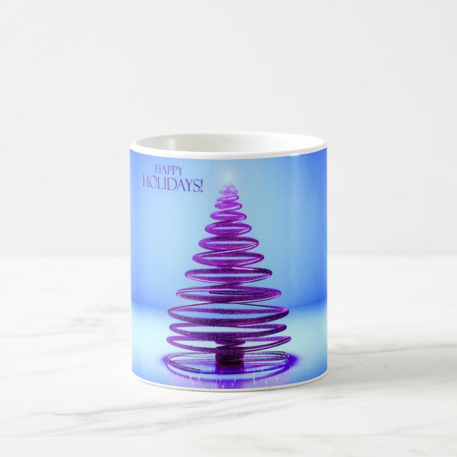 Lila Spirale Weihnachtsbaum Tasse (Mittel)