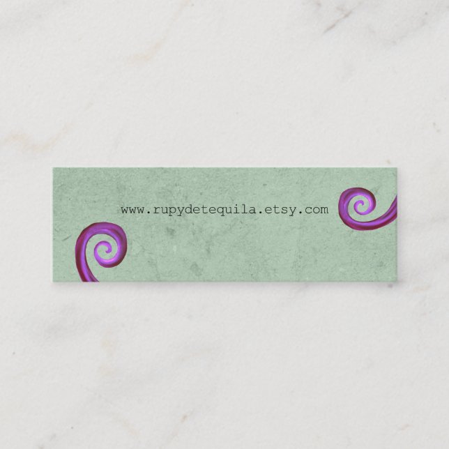 Lila Spiralwandtafel Vintag Mini Visitenkarte (Vorderseite)