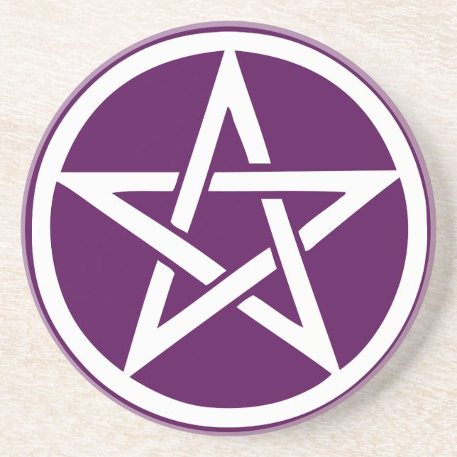 Lila Spirit Pentagramm Altar Sandstein Untersetzer (Vorne)