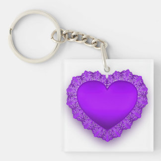 Lila Spitze-Herz kundengerecht Schlüsselanhänger