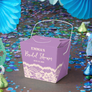 Lila Spitzen-Geschenkbox für Brautparty Geschenkschachtel