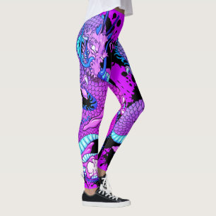 Lila Splash Dragon Tattoo Kunstvoll Lila Kunst Leggings