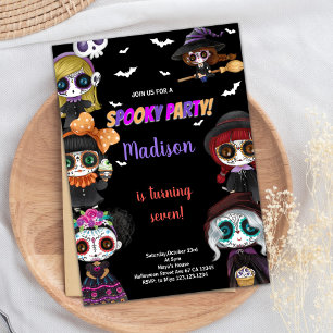 Lila Spooky Black Halloween Einladungen