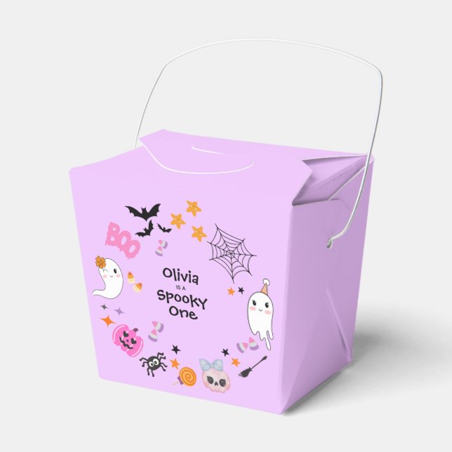 Lila Spooky Ein Niedliches Halloween 1. Geburtstag Geschenkschachtel (Vorderseite)