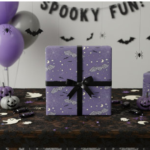 Lila Spooky Niedlich Bats Halloween Geschenkpapier